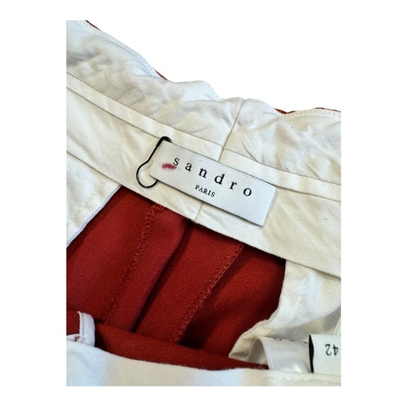 SANDRO | NWOT $290 Zip Front Pleated Trousers in Terracotta, Size FR 42/US 10 - Picture 6 of 11